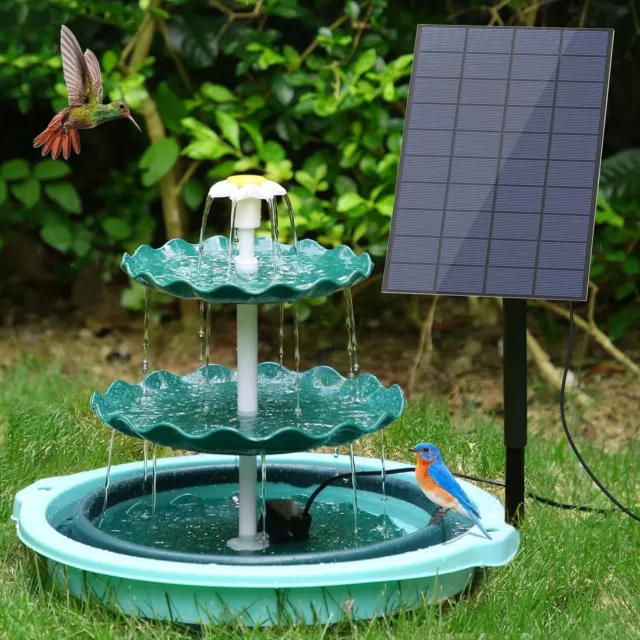 Fountain Green, Bird Drinks Sets with 7W Solar Fountains