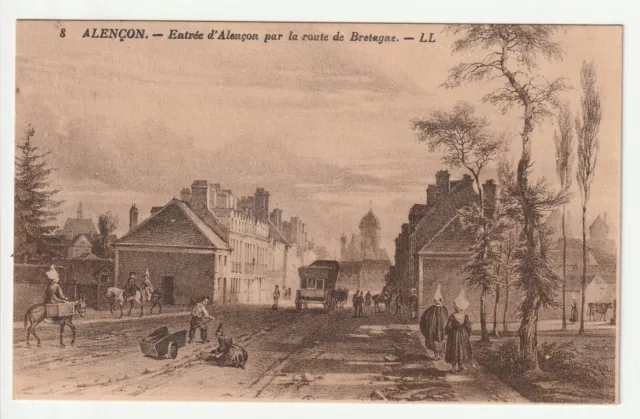 ALENCON - Orne - CPA 61 - l' Entrée par la route de Bretagne d' aprés gravure