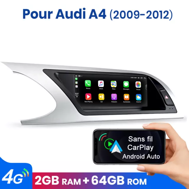 2+64GB Carplay Android Pour Audi A4 2009-2012 Autoradio GPS Navi WIFI BT USB DAB