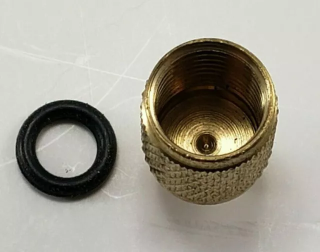 HVAC Style  1 Brass Schrader Wrench Cap With Neoprene O- Ring Seal 1/4"