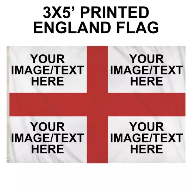 PERSONALISED CUSTOM LARGE ENGLAND FLAG - ST GEORGE, WORLD CUP 2022 - 3ftX5ft