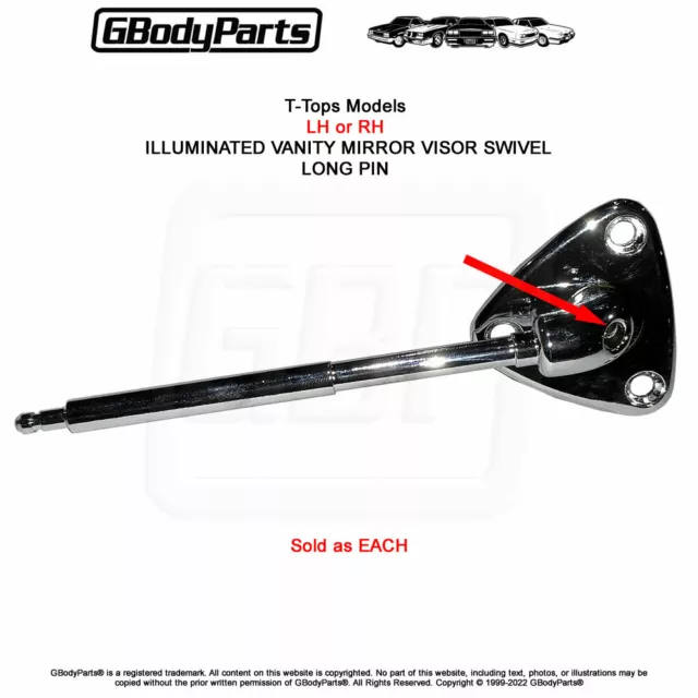 78-88 GBody TTop Sun Visor Long Pin Swivel Bracket Support Illuminated Mirror EA