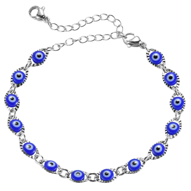 Turkish Blue Evil Eye Bead Protection Good Luck Bracelet Charm Women Jewelry