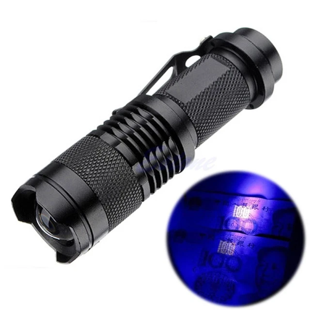 Linterna luz negra camping UV ultravioleta 180 lúmenes mini antideslizante