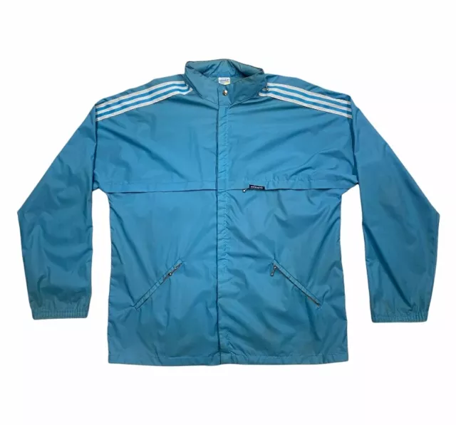 Adidas Originals Lightweight Rain Jacket | Vintage 80s Sportswear Light Blue VTG