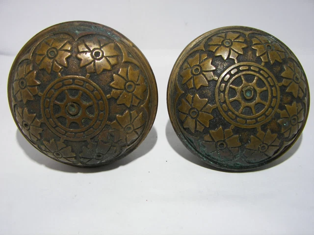 Antique 1879 Hopkins & Dickinson Brass Door Knob Set  K-21300