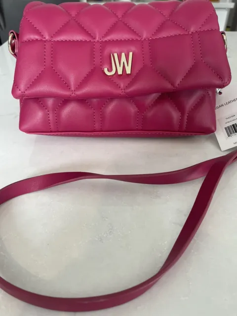 Jason Wu Quilted Vegan Leather Ruched Hot Pink Adjustable Strap Crossbody Bag