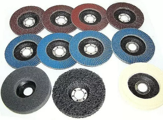 4-1/2" 11pc Flap Disc & Polish Set Zirconia, Aluminum Oxide Strapping Polish Kit