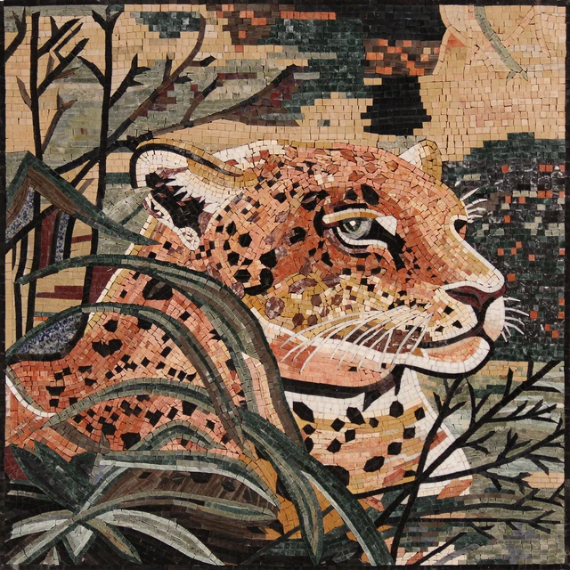 Tigre Assis Nature Jungle Art Carrelage Pierre Marbre Mosaïque