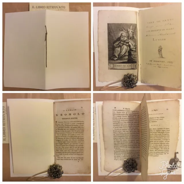 Incisione in rame 7 luglio San Romolo Vescovo Martire Vite dei Santi 1819