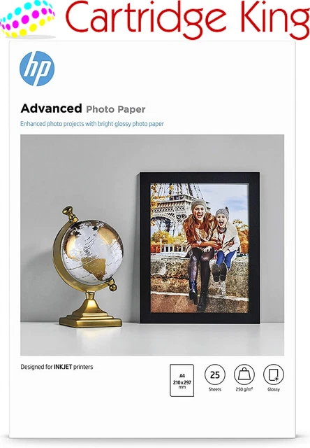 HP A4 ADVANCED Glossy Photo Paper - 25 Sheets (Q5456A) £18.81 - PicClick UK