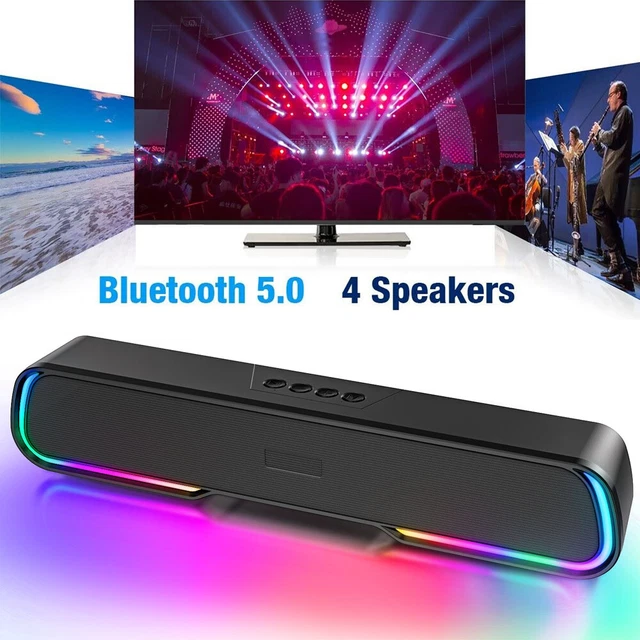 SURROUND SOUND BAR 4 Speaker System Wireless BT Subwoofer TV Home