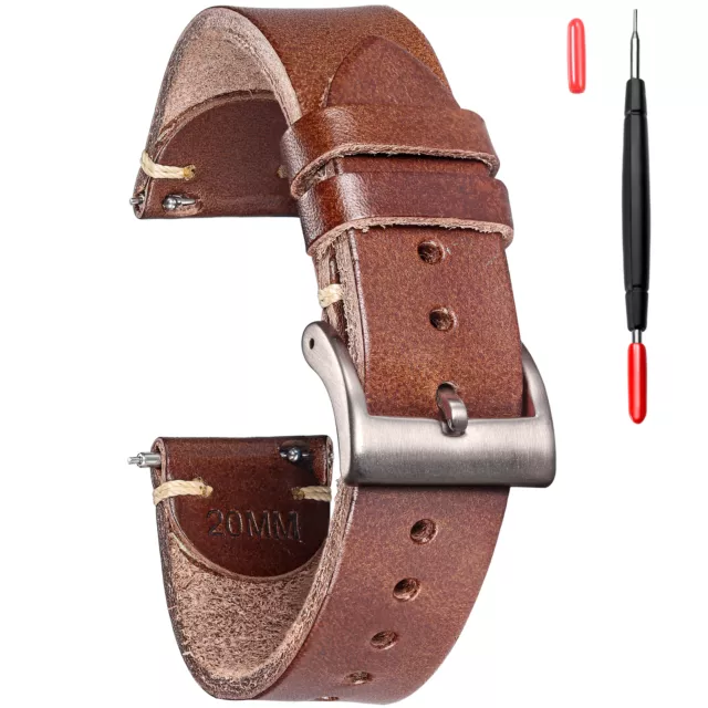 Pulseras de cuero para hombre, correa de reloj italiana de cuero Buttero