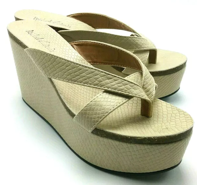 Michael Antonio Women's Slip-On Platform Thong Toe Dress Sandals Beige  6,5 US