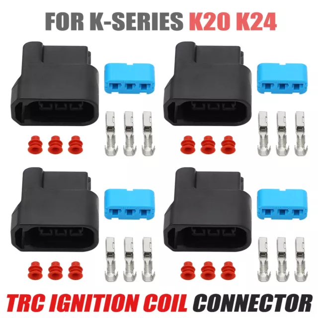 4 For Honda S2000 F20 F22 3Pin Ignition Coil Pack Connector Plug Housing K24 K20