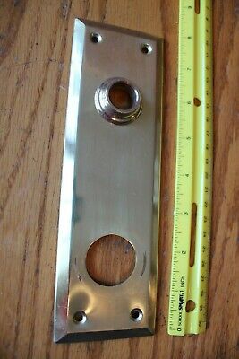 Door Knob Back Plate brass rectangle Vintage Escutcheon key hole cover 8 x 2-1/2