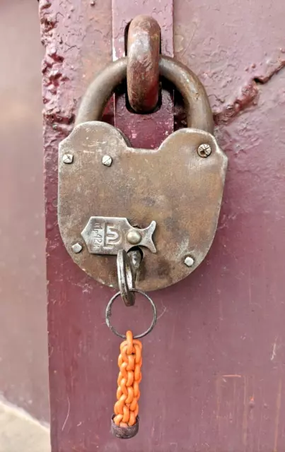 Vintage Soviet BIG Padlock Metal Brass pad Key included Working USSR