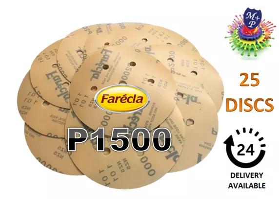 Farecla P1500 film abrasive GRIP discs 150mm Pack (25) 6" Sanding