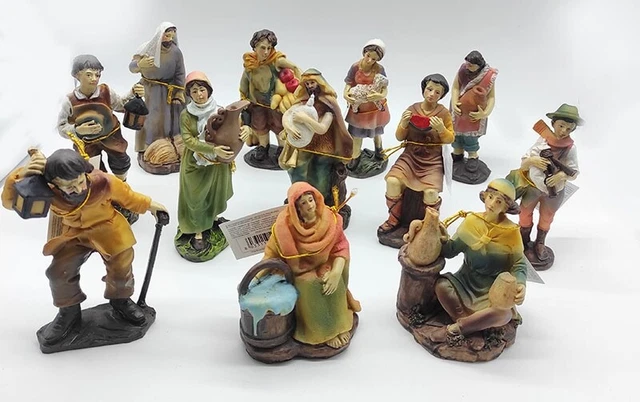 Statuine pastori per Presepe altezza 12cm lavori pastorelli in resina 1pz