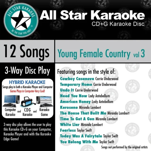 2009 All Star Karaoke Young Female Country Vol 3 - 12 Songs - ASK-1562 13z