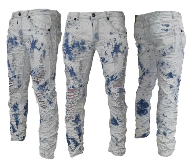 Jeans Strappati Bianchi Skinny Fit Da Uomo - BG864