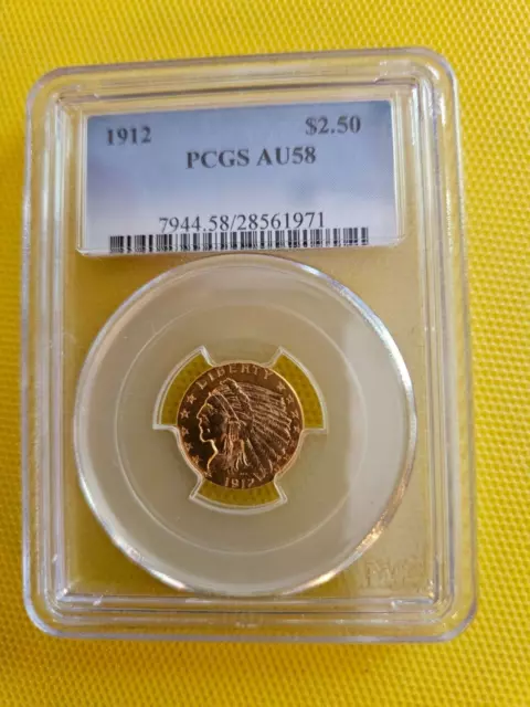 1912 Gold Quarter Eagle  - Indian  PCGS AU58