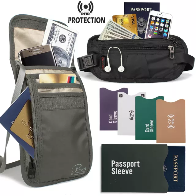 Waterproof Travel Wallet Secure Passport Neck Pouch Waist Money Belt Ticket&Card