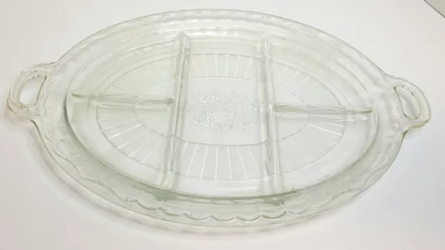 Vintage Anchor Hocking Divided Plate 1930s Mayfair Clear 5-part Relish Dish