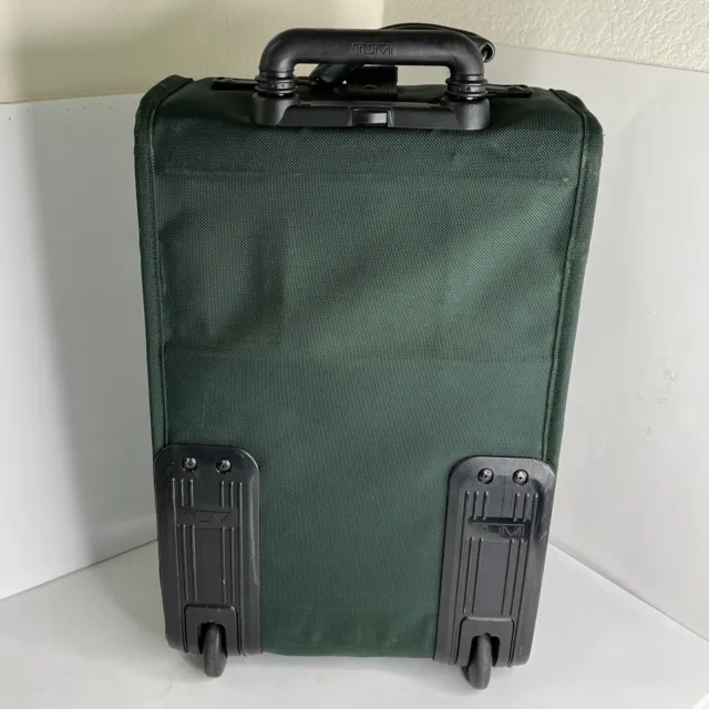 Vintage Tumi USA Green Ballistic Nylon 22” Wheeled Carry on Suitcase RUSTED ZIP 5