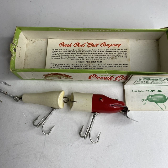 Vintage  Creek Chub 5502 Jointed Snook Pikie Fishing Lure w/ Box & Insert R&W