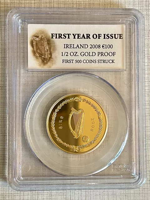 Ireland 2008 100 Euro 1/2 oz Gold PCGS First 500 Coins Struck Sku# 3141