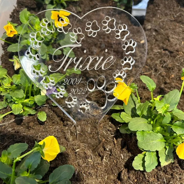 Marcador de tumba de placa de corazón conmemorativo grabado personalizado para mascotas perros
