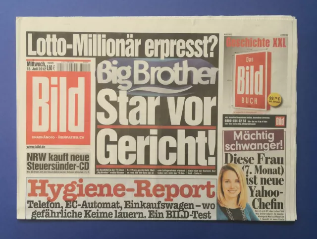 Bild Zeitung -18.7.2012 - Big-Brother Wissam N. * Matthias Sammer * Mirko Slomka