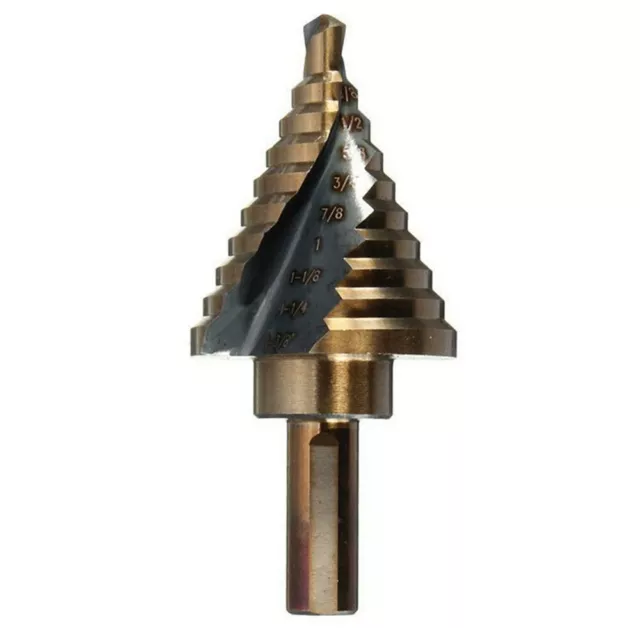 10 Step Drill Bit Set Cobalt M42 1/4"-1-3/8" Reamer Spiral Two Flute Design Cuts 3