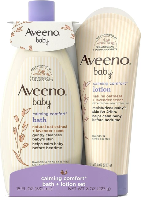 Aveeno Baby Calming Comfort Bath & Lotion Set, Nighttime Baby Skin Care Products
