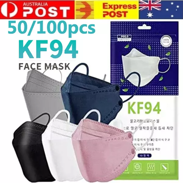50/100Pcs KF94 Disposable Mask 4 Layer Filter Protective 3D Fish Type Face Cover