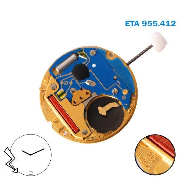 Mouvement à Quartz Suisse ETA 256.041 - Disque Date Blanc, 2 Aiguilles - Neuf Sans étiquette