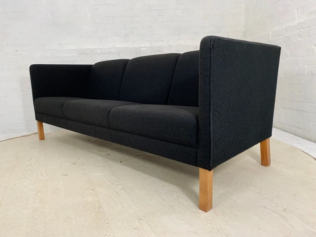 EB3703 Danish Black Wool Three Seater Sofa with Oak Legs Mid-Century Modern M3SS