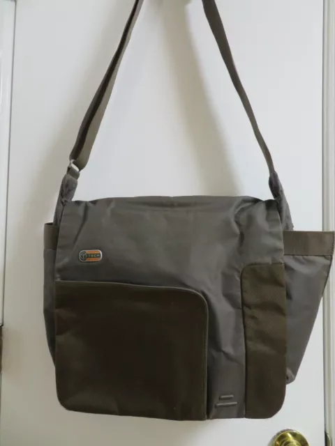 Tumi T-Tech Olive Green/Taupe Crossbody Messenger Bag Nylon Ballistic
