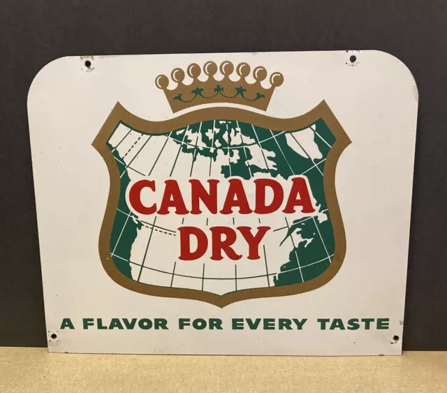Vintage 1950s Canada Dry Soda Pop Gas Station Rack Advertising Sign Double Sided