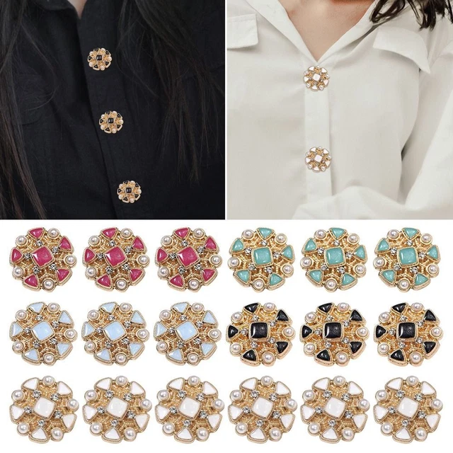 Hágalo usted mismo Brillante Camisa Estrás Botones Perla Ropa Botones Costura