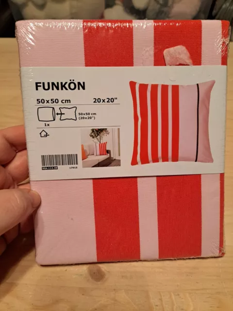 IKEA FUNKON Pillow Cushion Cover 20" x 20" Red Pink New Sealed Polyester