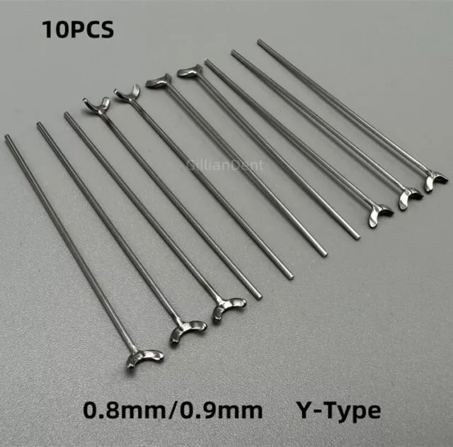 10pcs Dental Ortho Ball Retainer J Clasp Oblique Clasps Bars 0.8/ 0.9mm Y-Type