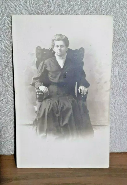 Antique Early 1900s Real Photograph Post Card RPPC  Woman in a Chair