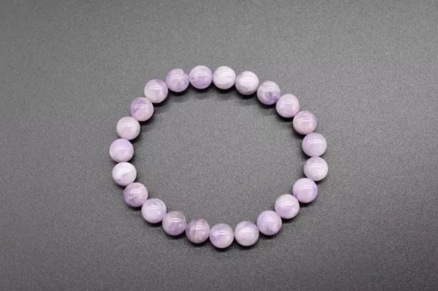 Handmade 8mm Lavender Amethyst Gemstone Beaded Bracelet (7 inch)