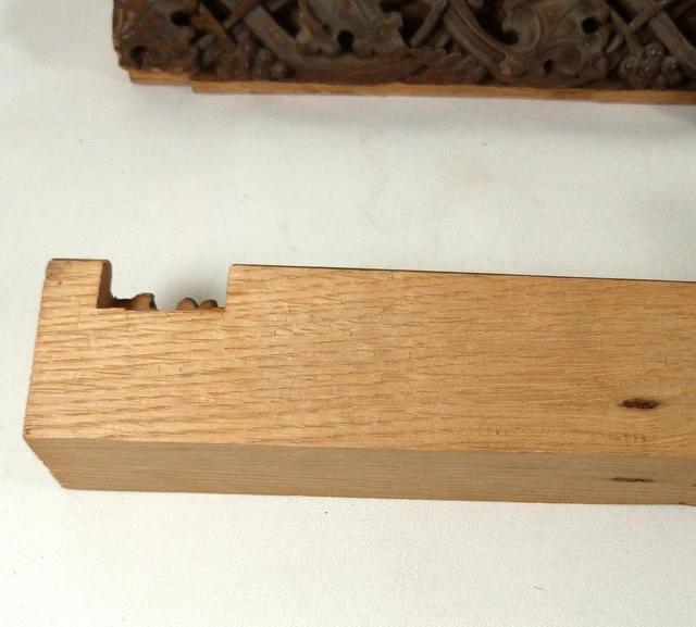 2 Antique Hand-Carved Oak Architectural Salvage Trim Pieces Grape Vine 24 x 2.5" 8