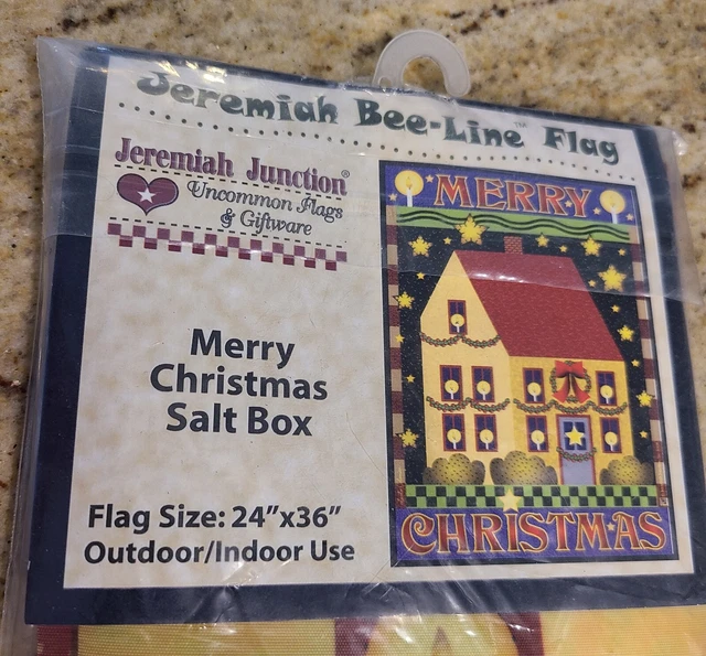 Jeremiah Junction Bee-Line Country Primitive Art 24x36 Merry Chistmas Salt Box