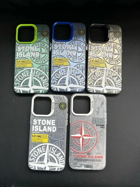 Coque Stone Island Pour IPhone X à 16 - Anti-choc TPU Mat, Légère Avec Clip - Neuf