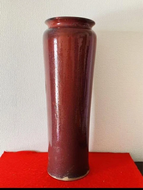 【希少品】時代物　赤珊瑚釉鈞窯花瓶　古美術 希少品】時代物 赤珊瑚釉鈞窯花瓶 古美術