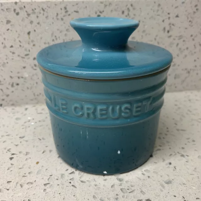 Le Creuset Butter Bell Crock 6oz Caribbean Blue Turquoise Stoneware NEW
